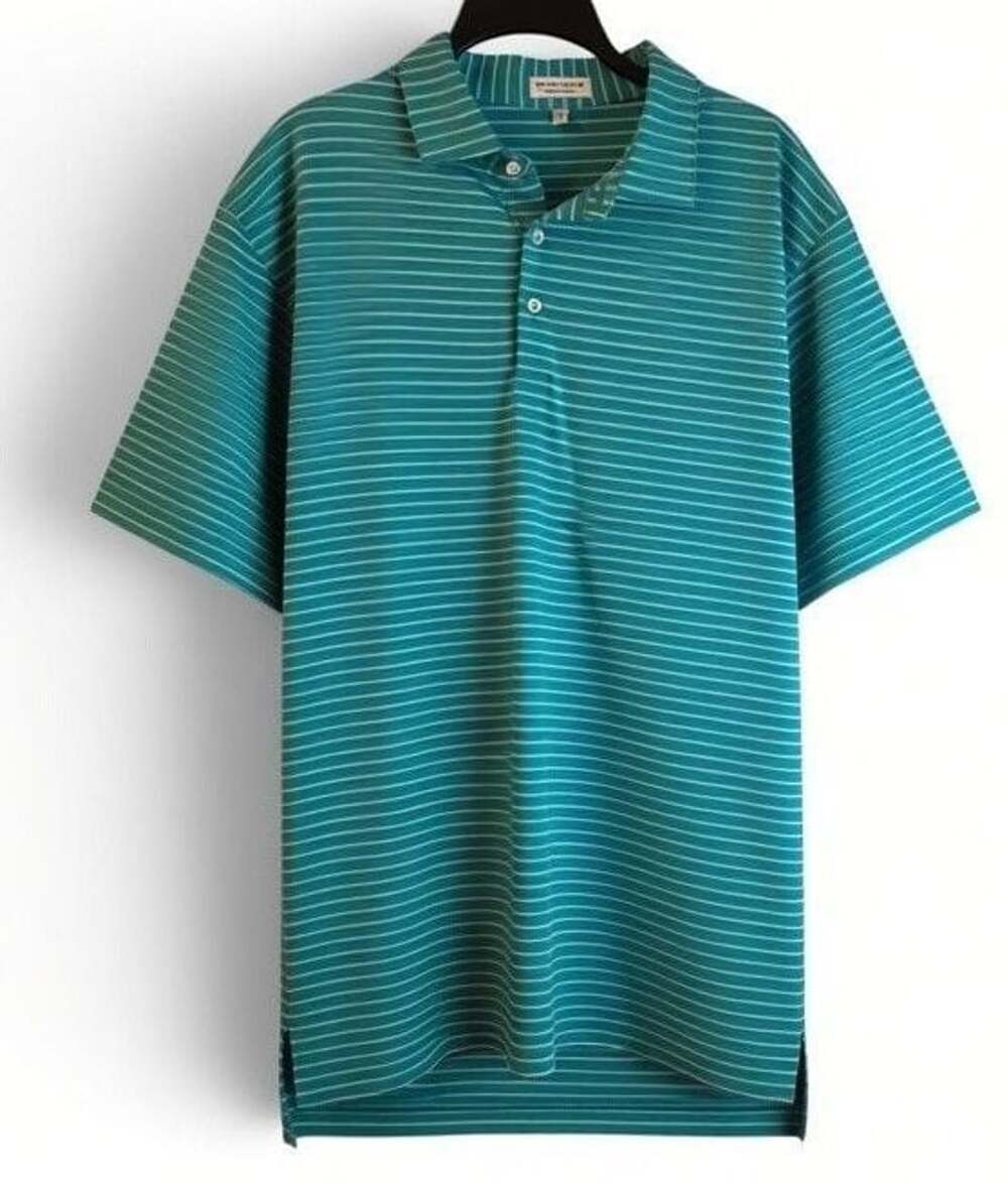 Peter Millar Summer Comfort Green Striped Polo Shirt XL